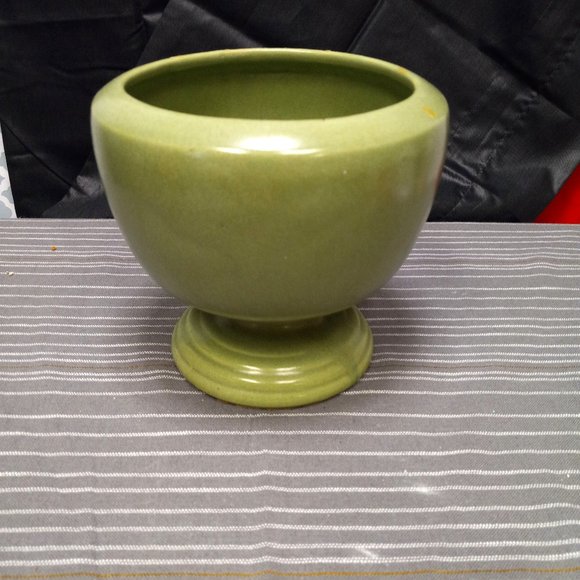 Mccoy Accents Vintage American Bisque Mccoy Green Footed Compote